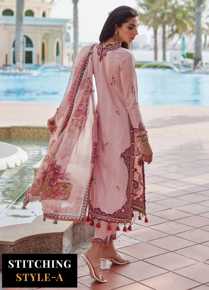 Wes by Farah Talib Embroidered Lawn Suits Unstitched 3 Piece FTA25WL FTA-03 Prciscilla Pink - Luxury Collection