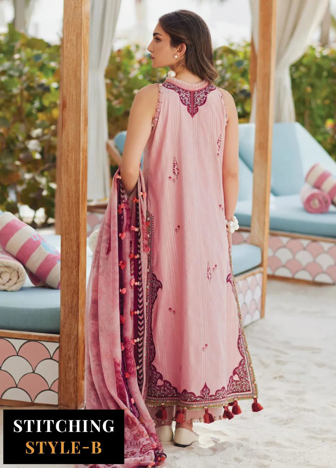 Wes by Farah Talib Embroidered Lawn Suits Unstitched 3 Piece FTA25WL FTA-03 Prciscilla Pink - Luxury Collection