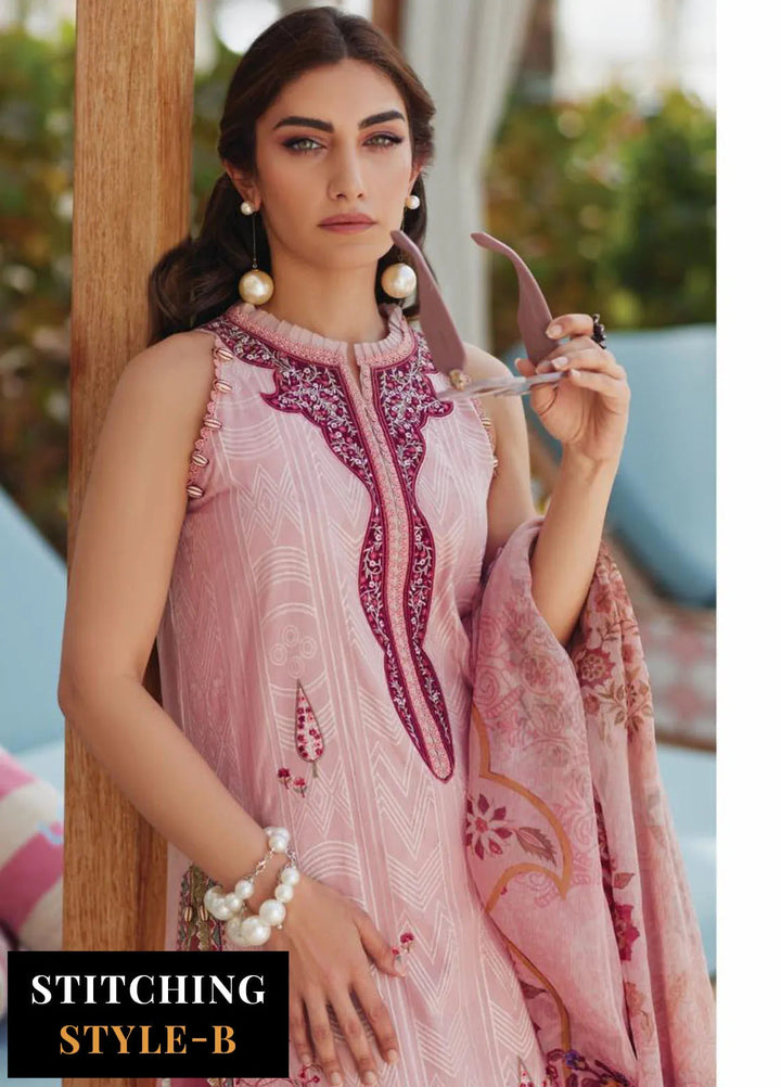 Wes by Farah Talib Embroidered Lawn Suits Unstitched 3 Piece FTA25WL FTA-03 Prciscilla Pink - Luxury Collection