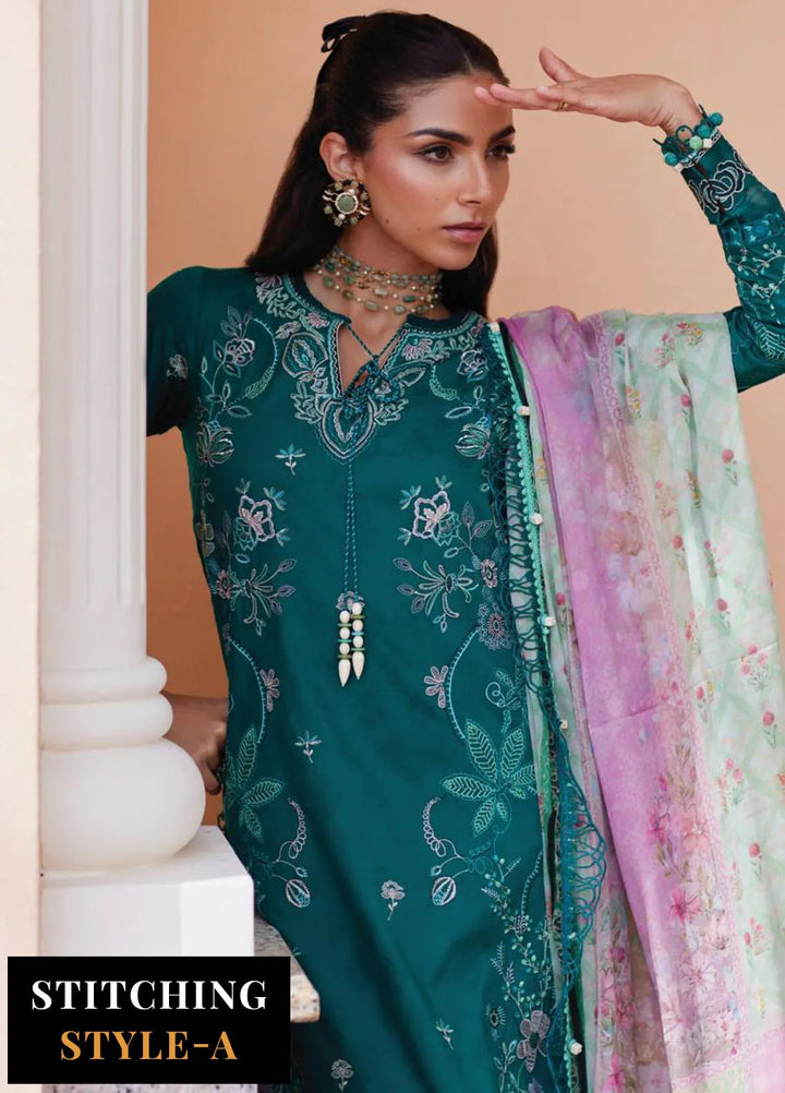 Wes by Farah Talib Embroidered Lawn Suits Unstitched 3 Piece FTA25WL FTA-04 Eileen Emerald - Luxury Collection