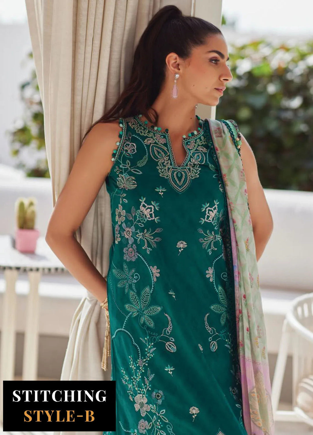 Wes by Farah Talib Embroidered Lawn Suits Unstitched 3 Piece FTA25WL FTA-04 Eileen Emerald - Luxury Collection