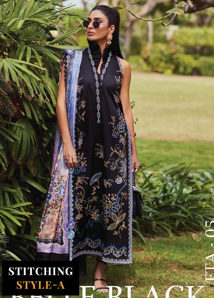 Wes by Farah Talib Embroidered Lawn Suits Unstitched 3 Piece FTA25WL FTA-05 Belle Black - Luxury Collection