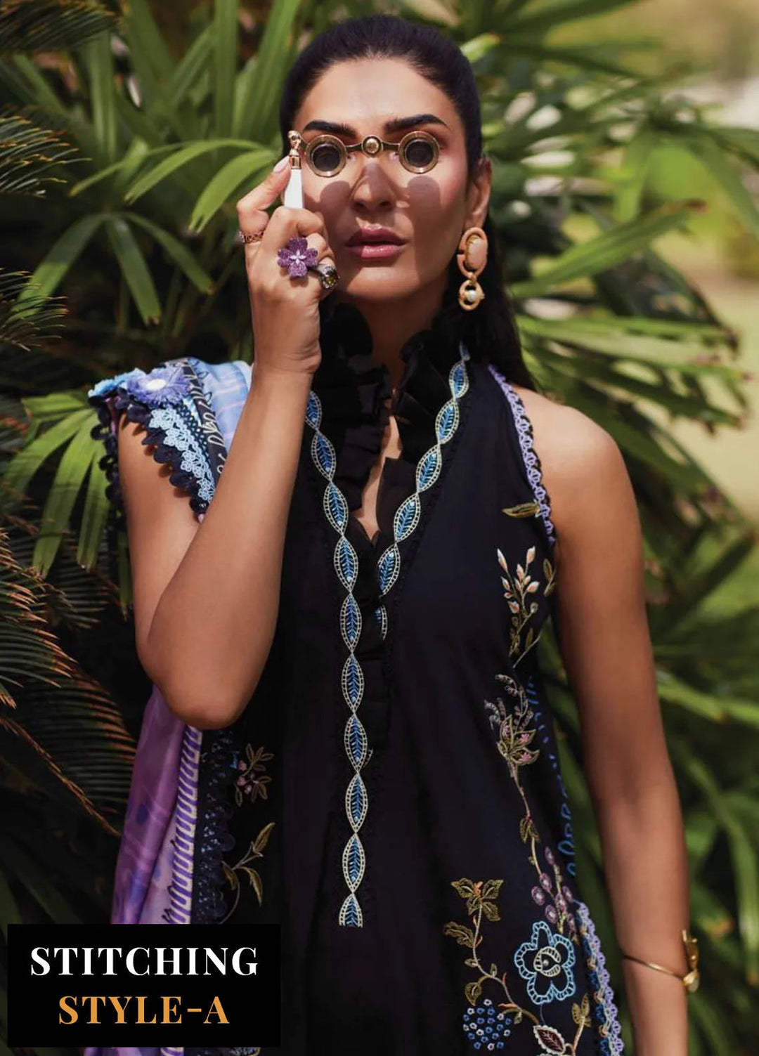 Wes by Farah Talib Embroidered Lawn Suits Unstitched 3 Piece FTA25WL FTA-05 Belle Black - Luxury Collection