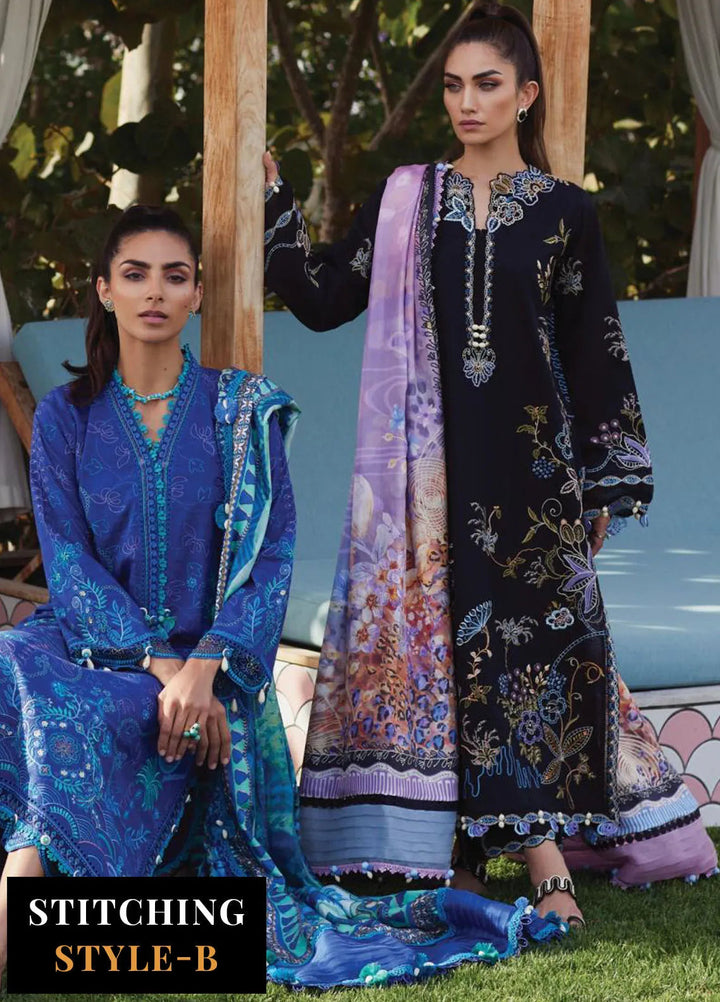 Wes by Farah Talib Embroidered Lawn Suits Unstitched 3 Piece FTA25WL FTA-05 Belle Black - Luxury Collection