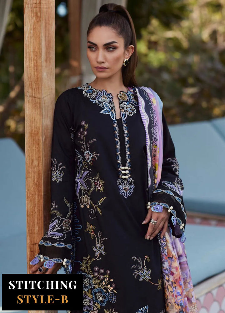 Wes by Farah Talib Embroidered Lawn Suits Unstitched 3 Piece FTA25WL FTA-05 Belle Black - Luxury Collection