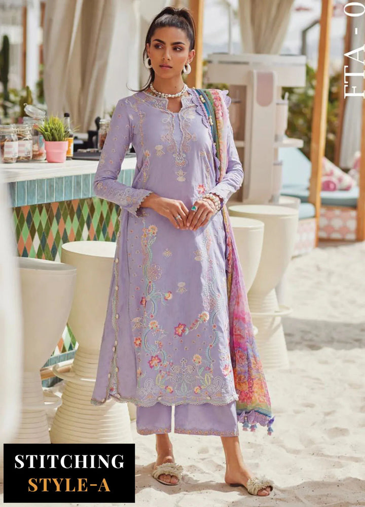Wes by Farah Talib Embroidered Lawn Suits Unstitched 3 Piece FTA25WL FTA-09 Lilliana Lavender - Luxury Collection