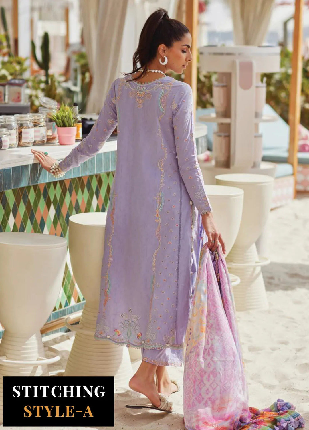 Wes by Farah Talib Embroidered Lawn Suits Unstitched 3 Piece FTA25WL FTA-09 Lilliana Lavender - Luxury Collection