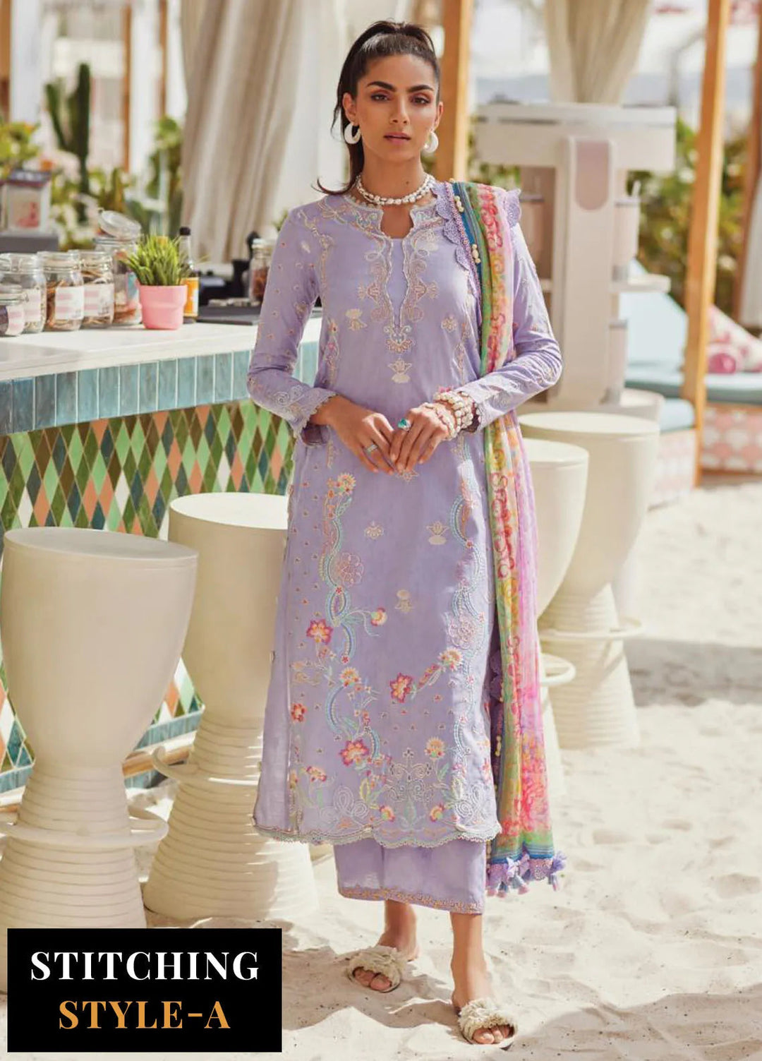 Wes by Farah Talib Embroidered Lawn Suits Unstitched 3 Piece FTA25WL FTA-09 Lilliana Lavender - Luxury Collection