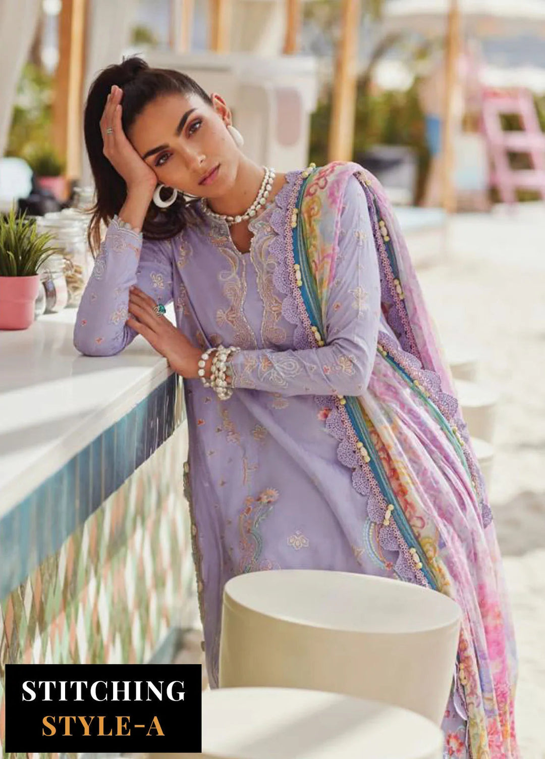 Wes by Farah Talib Embroidered Lawn Suits Unstitched 3 Piece FTA25WL FTA-09 Lilliana Lavender - Luxury Collection
