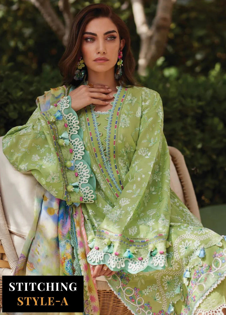 Wes by Farah Talib Embroidered Lawn Suits Unstitched 3 Piece FTA25WL FTA-12 Kiara Kiwi - Luxury Collection
