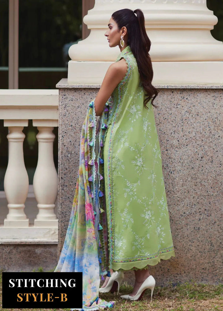 Wes by Farah Talib Embroidered Lawn Suits Unstitched 3 Piece FTA25WL FTA-12 Kiara Kiwi - Luxury Collection