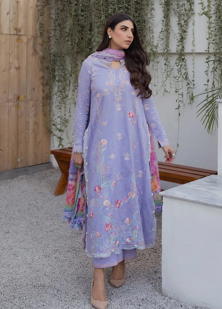 Wes by Farah Talib Embroidered Lawn Suits Unstitched 3 Piece FTA25WL FTA-09 Lilliana Lavender - Luxury Collection