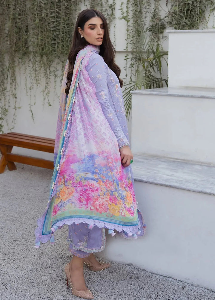 Wes by Farah Talib Embroidered Lawn Suits Unstitched 3 Piece FTA25WL FTA-09 Lilliana Lavender - Luxury Collection