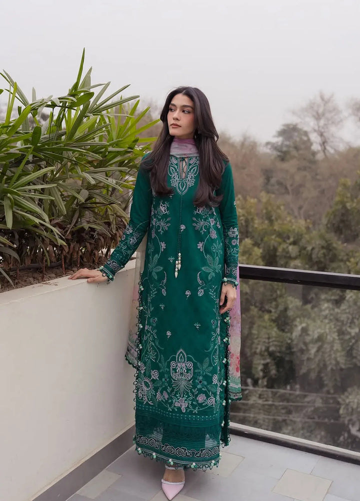 Wes by Farah Talib Embroidered Lawn Suits Unstitched 3 Piece FTA25WL FTA-04 Eileen Emerald - Luxury Collection