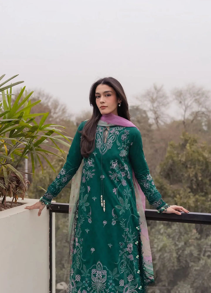 Wes by Farah Talib Embroidered Lawn Suits Unstitched 3 Piece FTA25WL FTA-04 Eileen Emerald - Luxury Collection