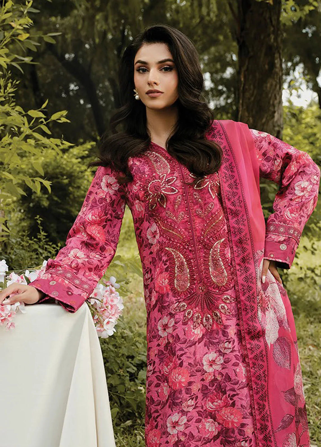 Whimsical By Xenia Embroidered Viscose Suit Unstitched 3 Piece ZE24W D-07 Alma B - Winter Collection