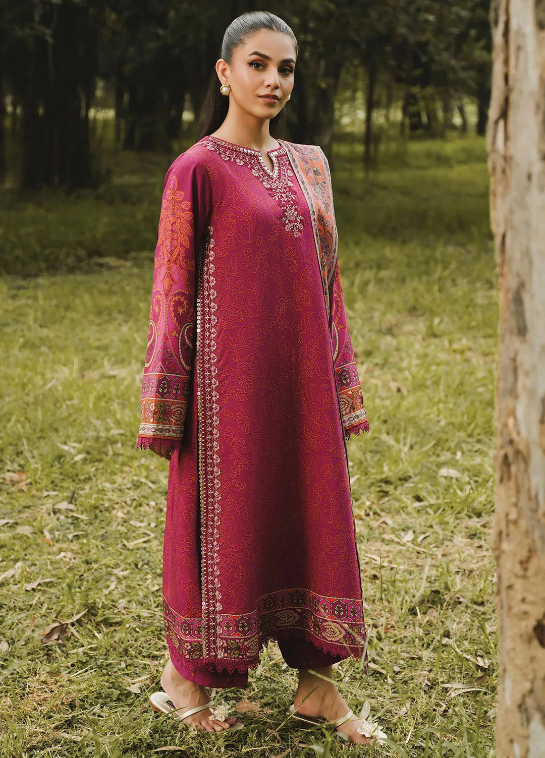 Whimsical By Xenia Embroidered Viscose Suit Unstitched 3 Piece ZE24W D-09 Inca - Winter Collection