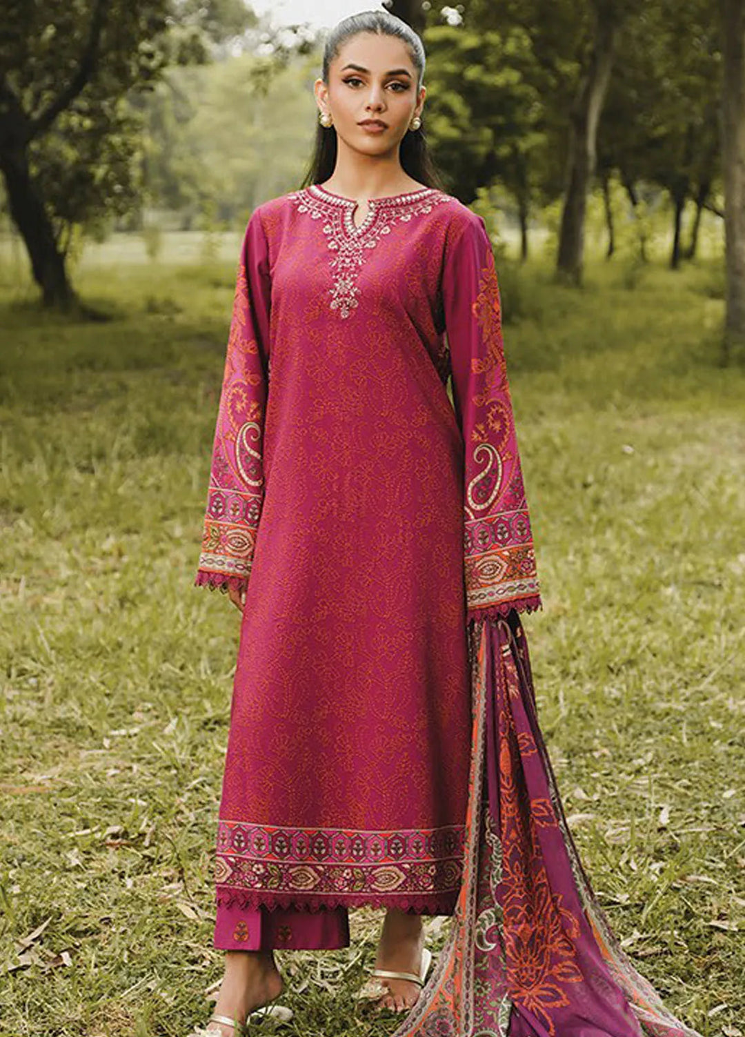 Whimsical By Xenia Embroidered Viscose Suit Unstitched 3 Piece ZE24W D-09 Inca - Winter Collection