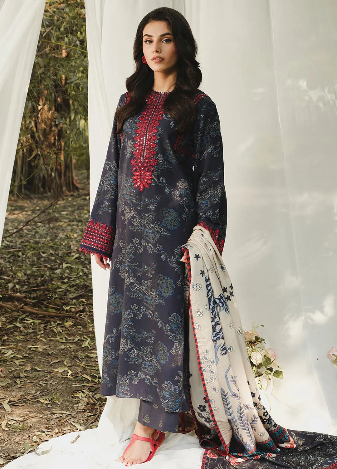 Whimsical By Xenia Embroidered Viscose Suit Unstitched 3 Piece ZE24W D-10 Mona - Winter Collection