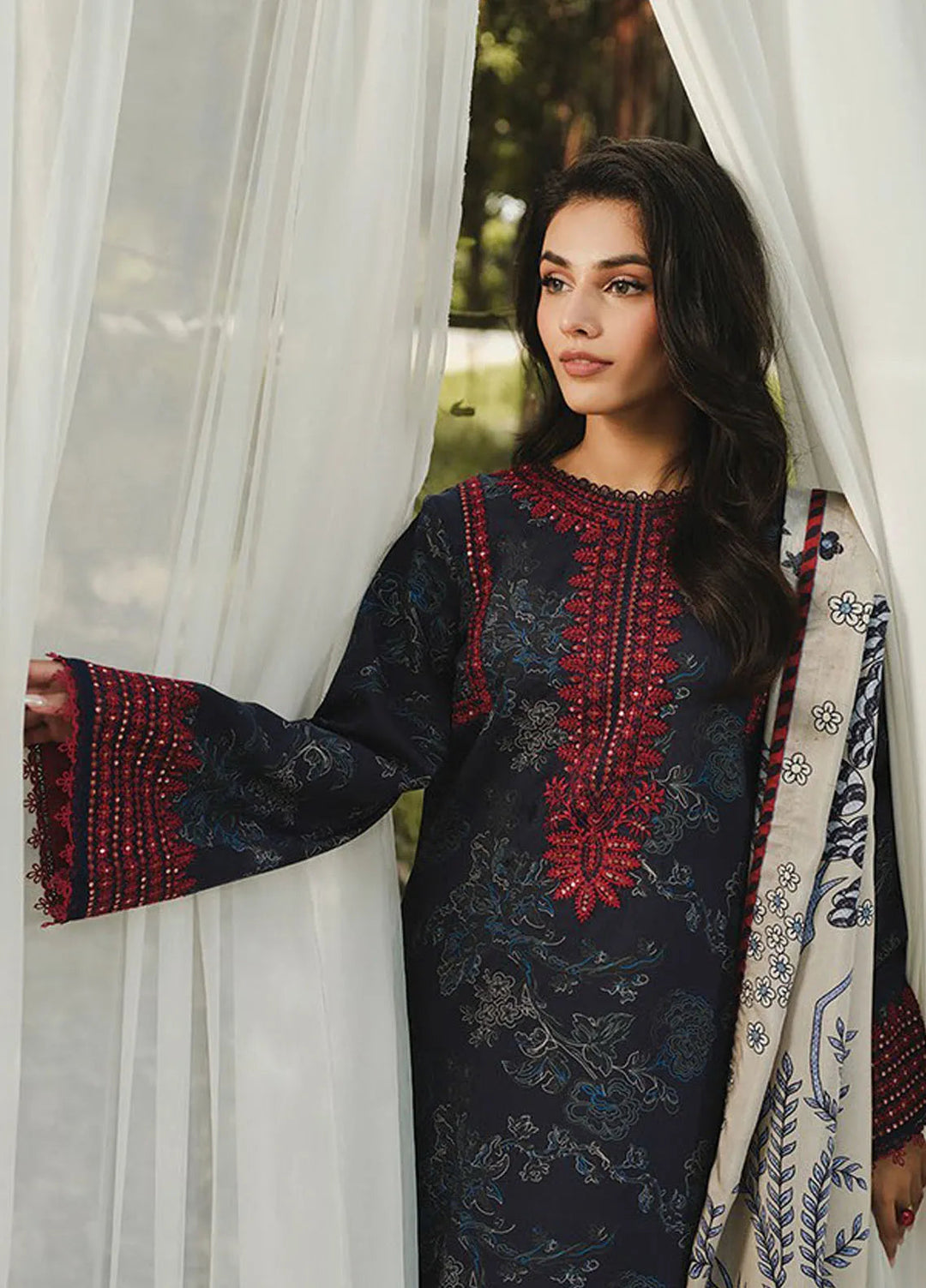 Whimsical By Xenia Embroidered Viscose Suit Unstitched 3 Piece ZE24W D-10 Mona - Winter Collection
