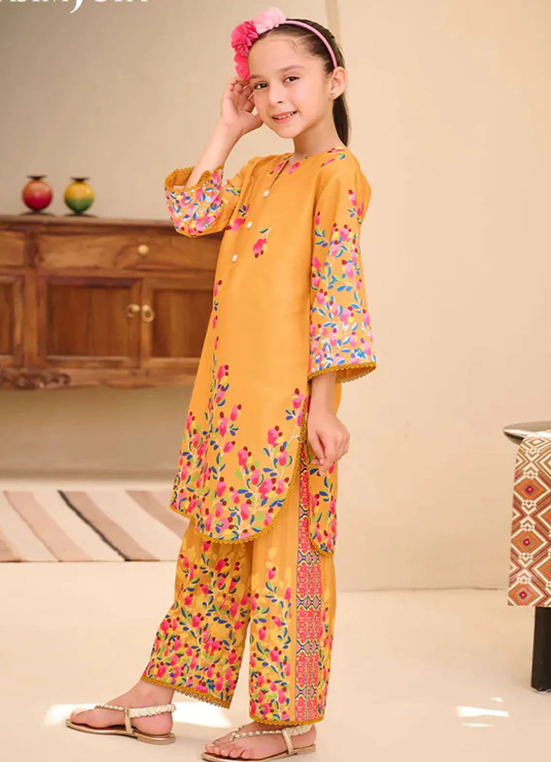 Whimsy By Asim Jofa Printed Lawn Suit Unstitched 2 Piece AJ24W AJGL-01 - Summer Collection