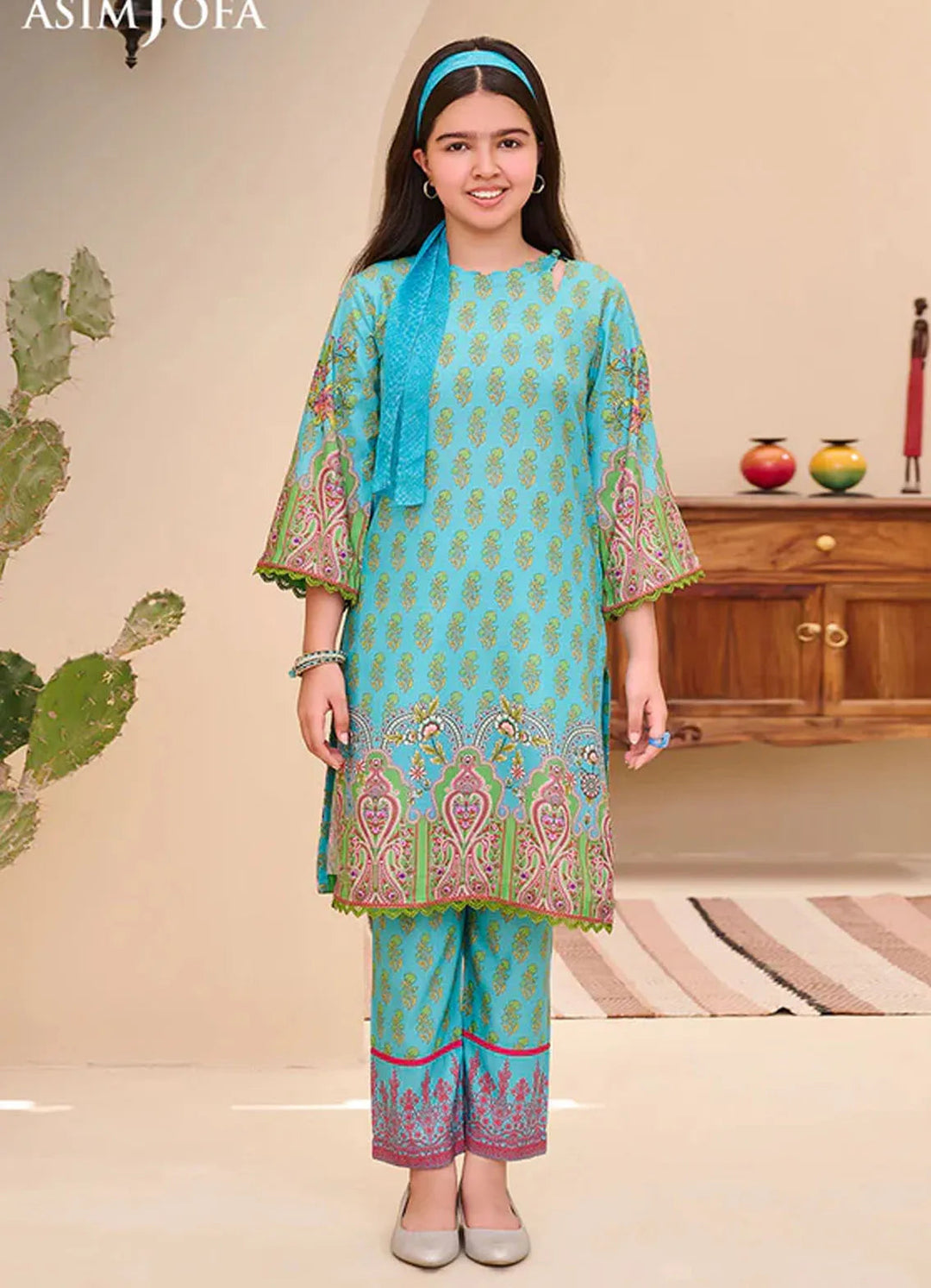 Whimsy By Asim Jofa Printed Lawn Suit Unstitched 2 Piece AJ24W AJGL-04 - Summer Collection