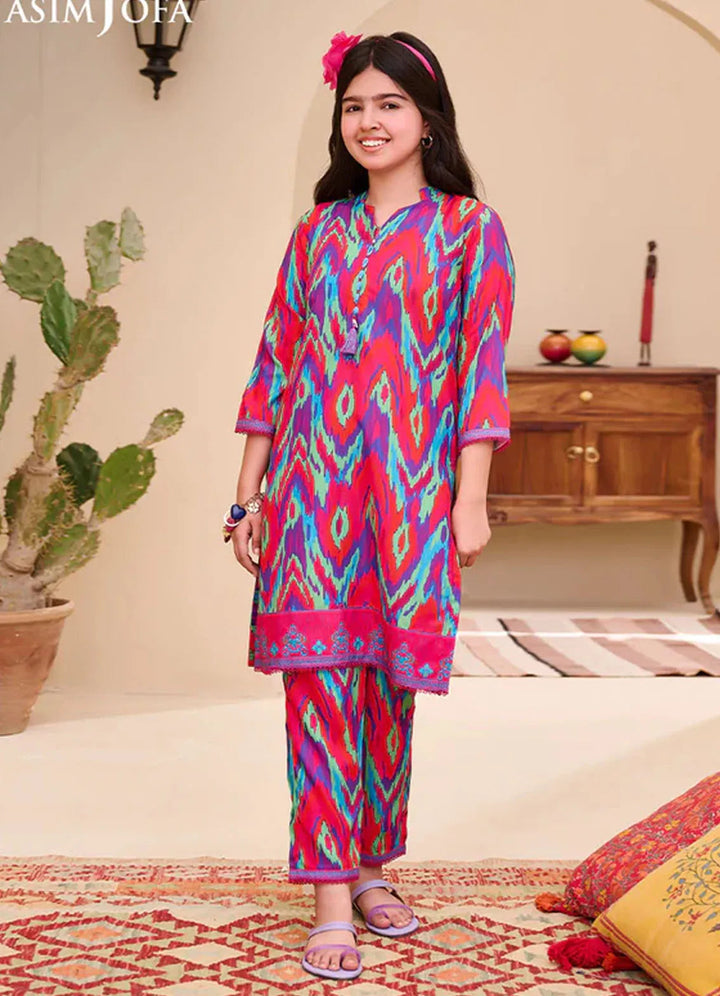 Whimsy By Asim Jofa Printed Lawn Suit Unstitched 2 Piece AJ24W AJGL-07 - Summer Collection