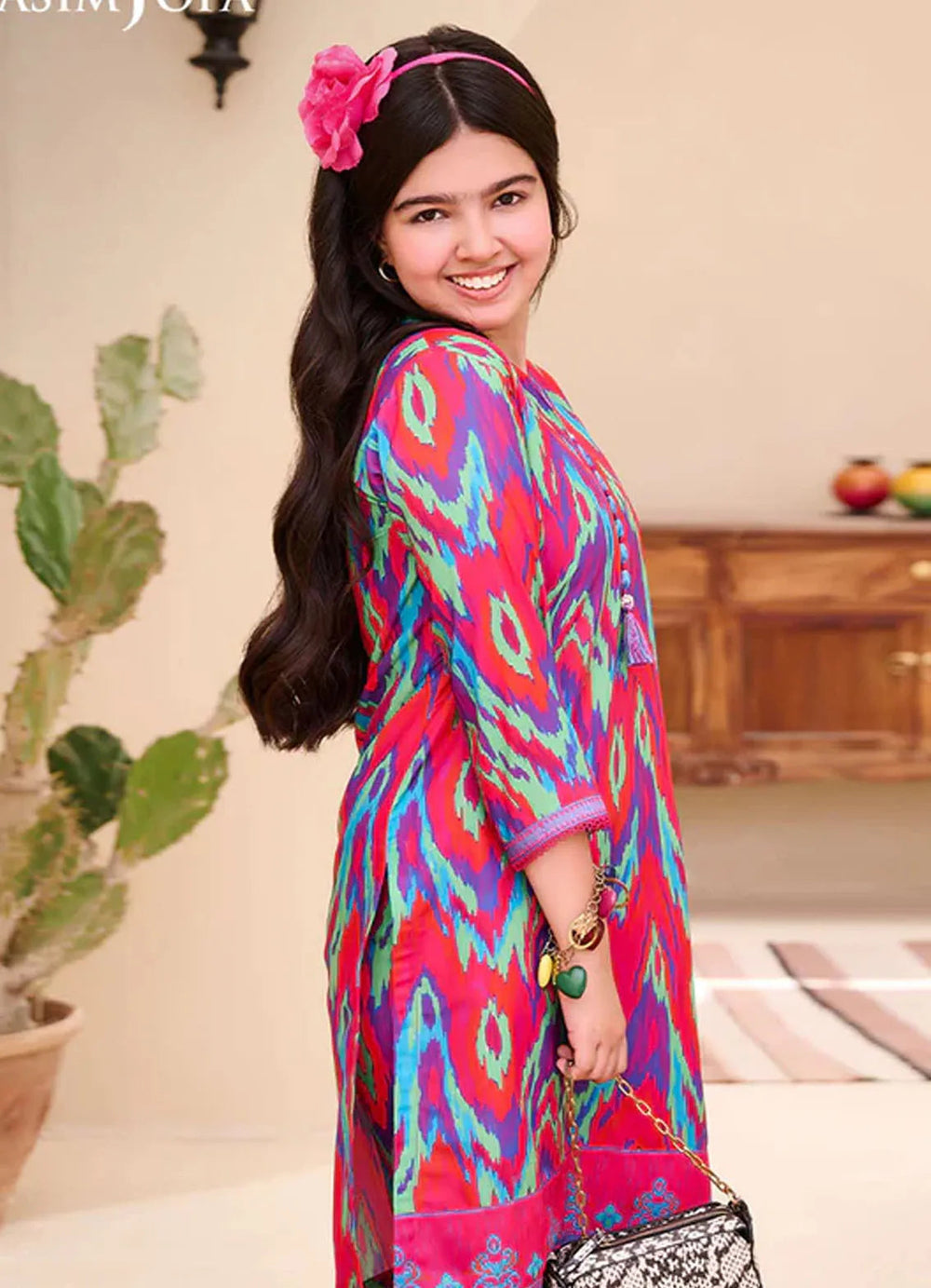 Whimsy By Asim Jofa Printed Lawn Suit Unstitched 2 Piece AJ24W AJGL-07 - Summer Collection