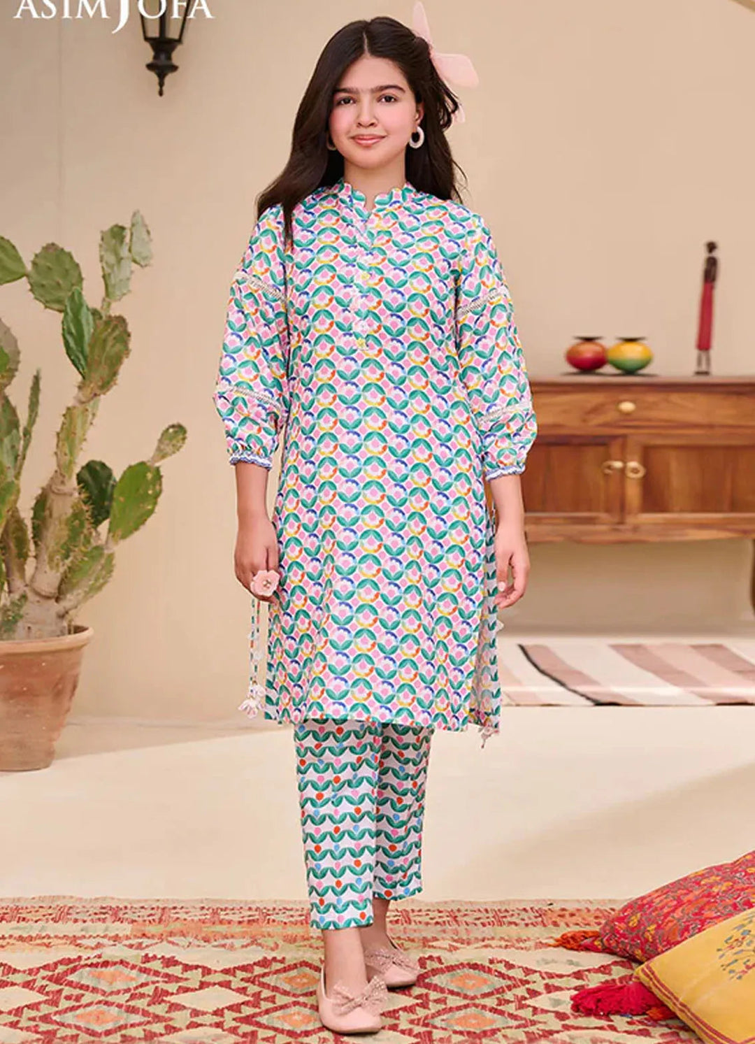 Whimsy By Asim Jofa Printed Lawn Suit Unstitched 2 Piece AJ24W AJGL-09 - Summer Collection