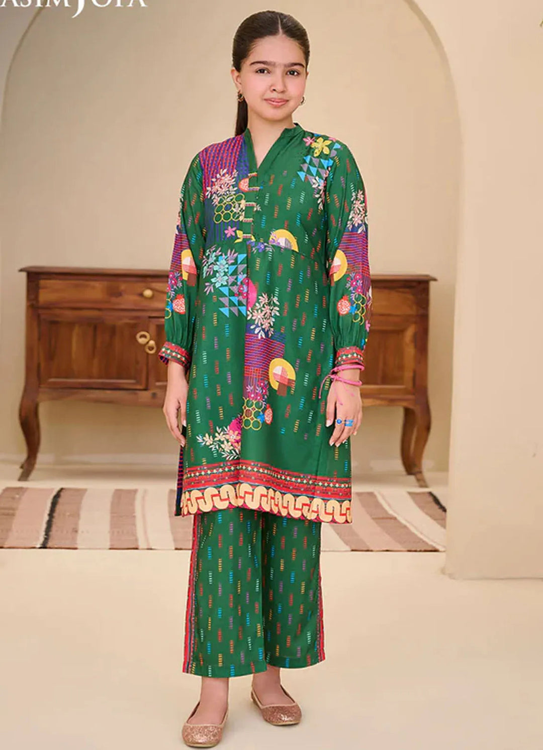 Whimsy By Asim Jofa Printed Lawn Suit Unstitched 2 Piece AJ24W AJGL-10 - Summer Collection