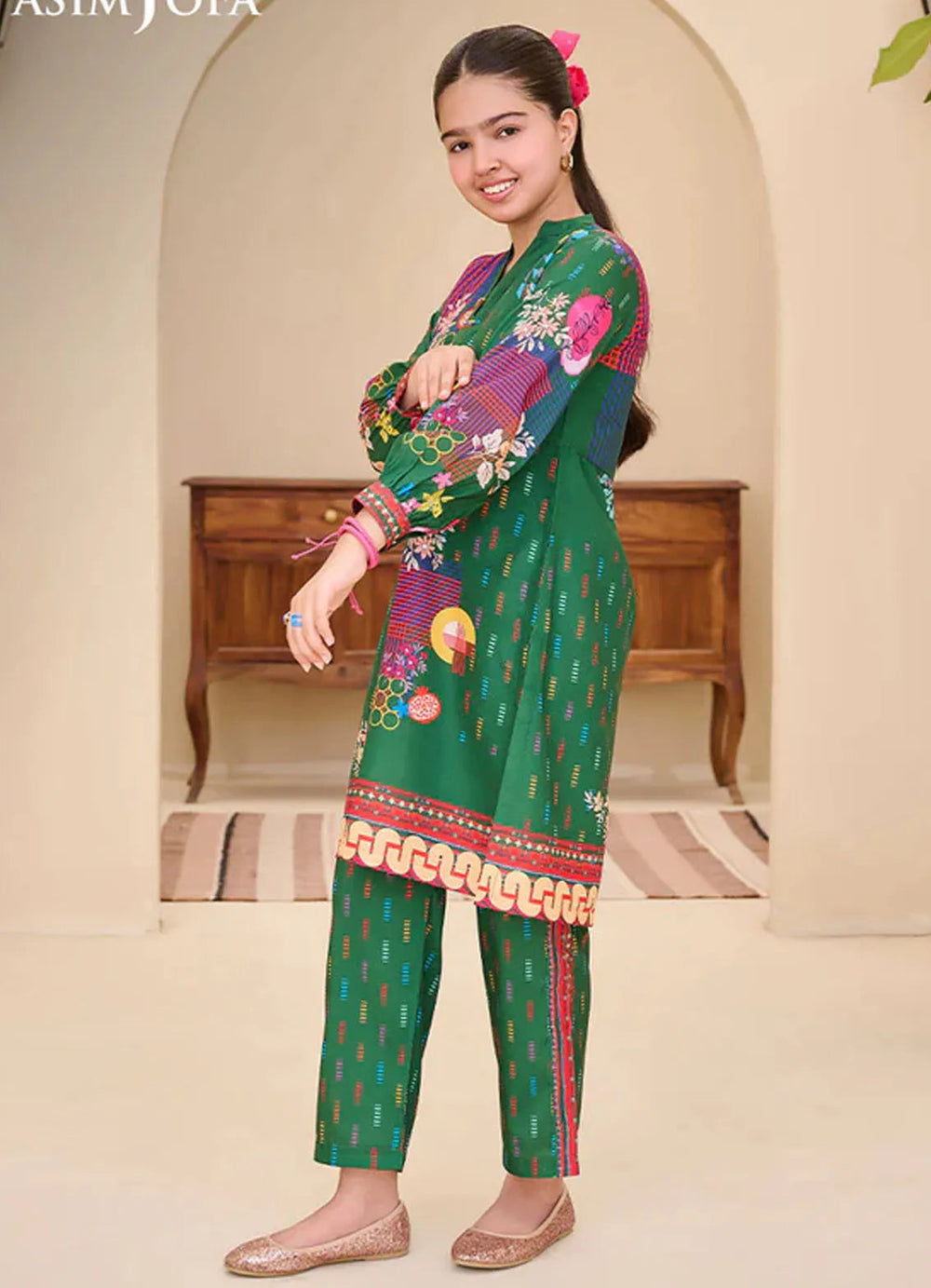 Whimsy By Asim Jofa Printed Lawn Suit Unstitched 2 Piece AJ24W AJGL-10 - Summer Collection
