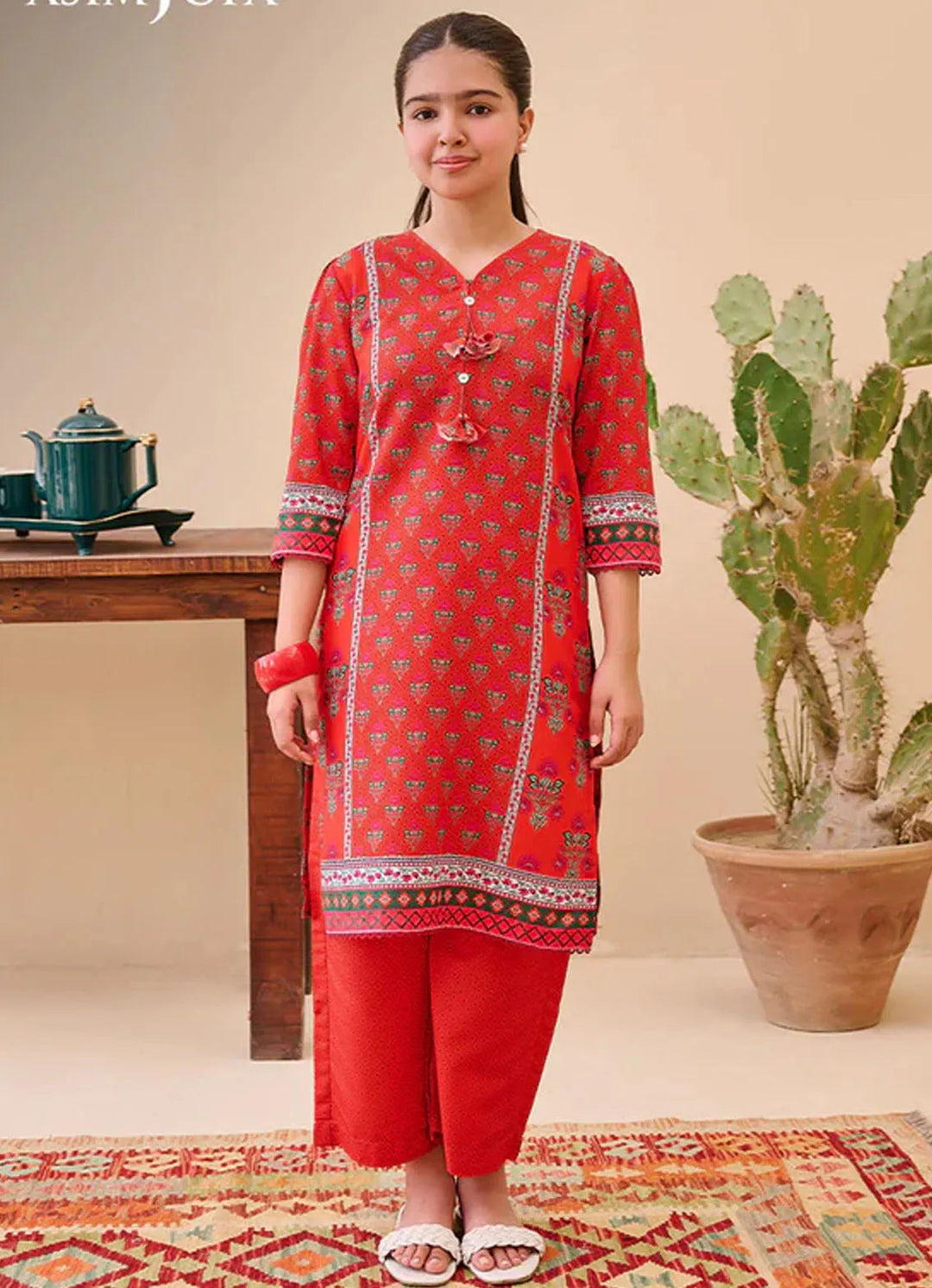 Whimsy By Asim Jofa Printed Lawn Suit Unstitched 2 Piece AJ24W AJGL-11 - Summer Collection