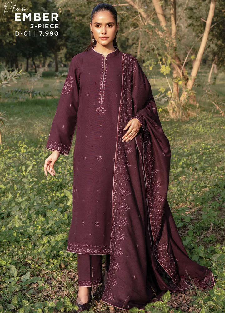 Whisper Garden by Seran Embroidered Khaddar Suit Unstitched 3 Piece SRN24WG D-01 Ember - Winter Collection