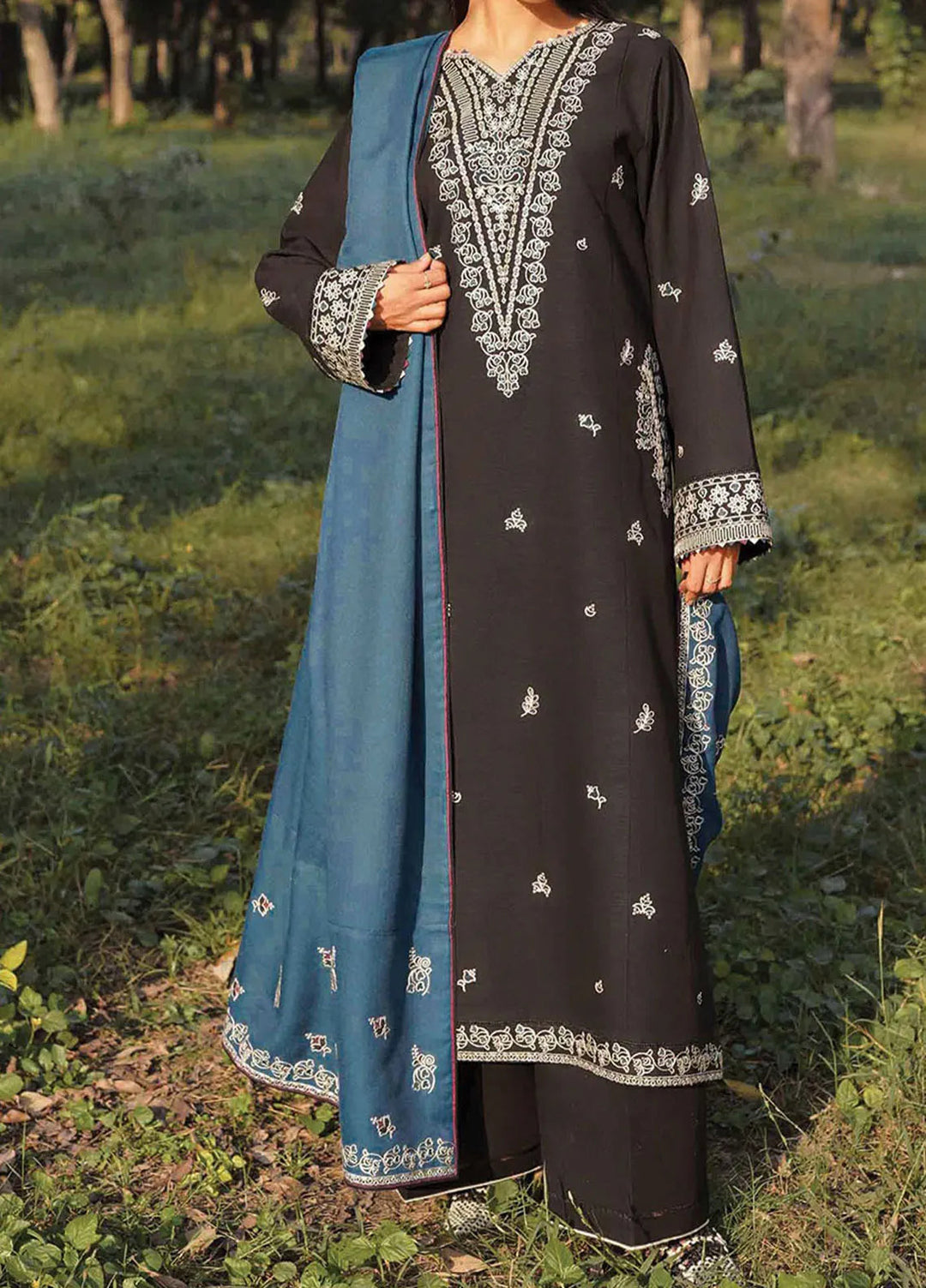 Whisper Garden by Seran Embroidered Khaddar Suit Unstitched 3 Piece SRN24WG D-03 Rave - Winter Collection