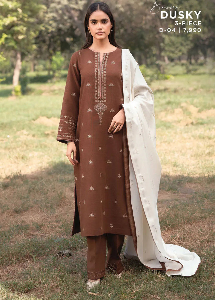 Whisper Garden by Seran Embroidered Khaddar Suit Unstitched 3 Piece SRN24WG D-04 Dusky - Winter Collection