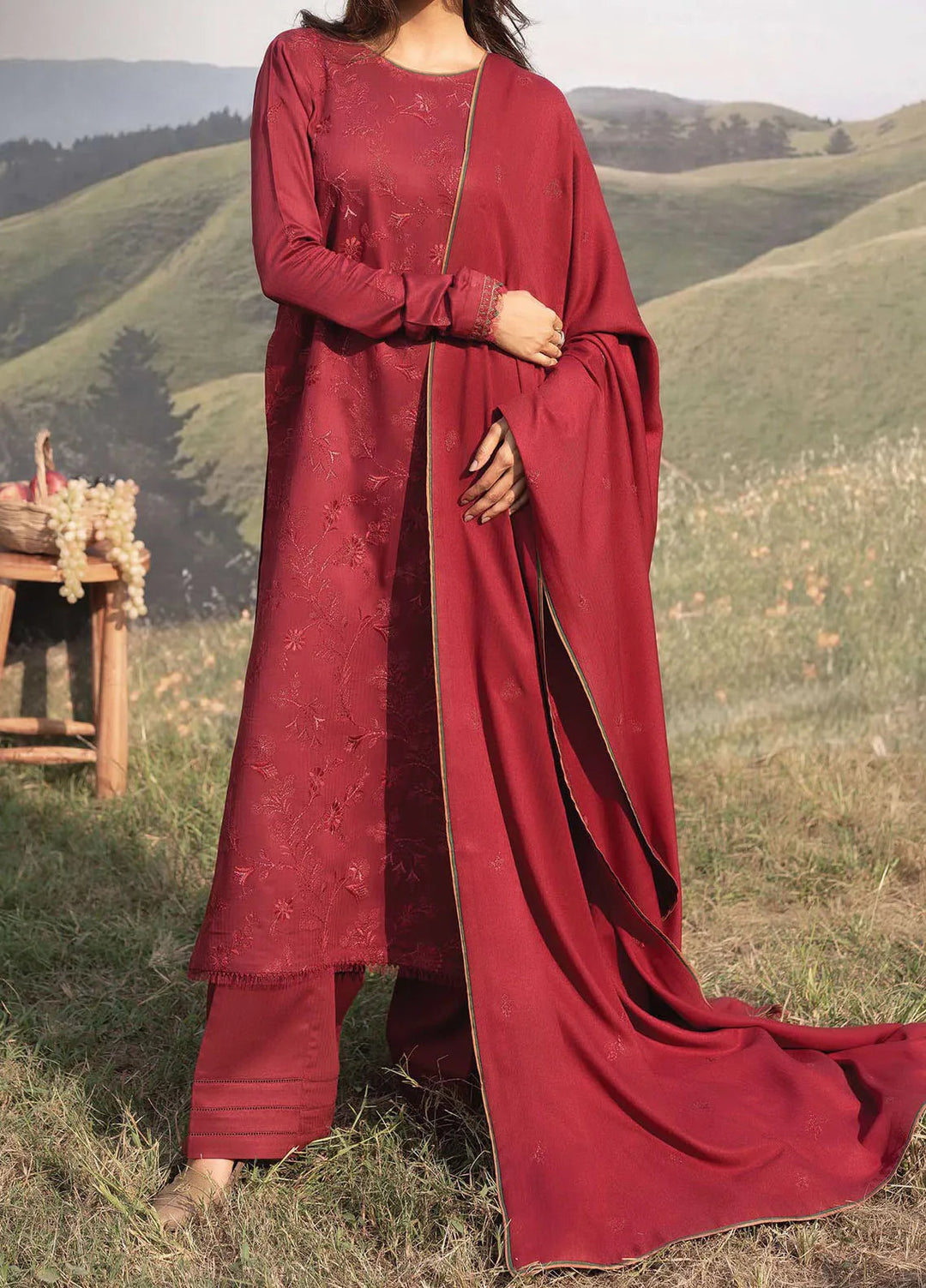 Whisper Garden by Seran Embroidered Viscose Suit Unstitched 3 Piece SRN24WG D-05 Kamelia - Winter Collection