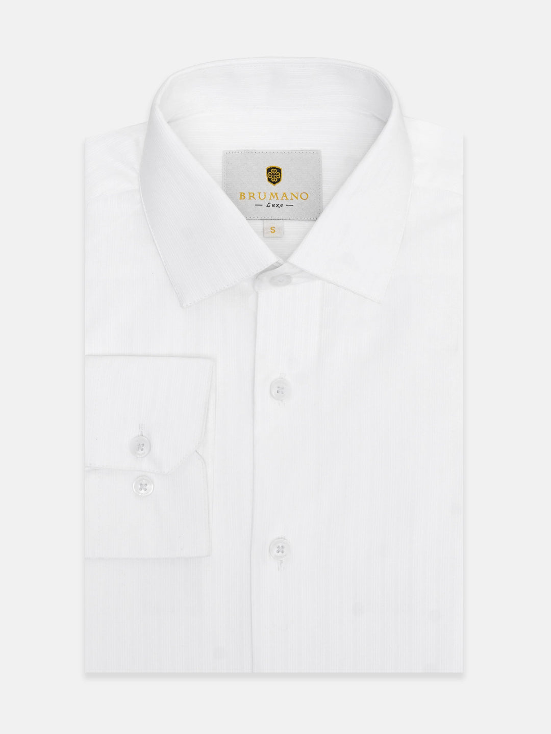Brumano Mens RTW Solids Cotton Shirt White Self Striped Western Collection