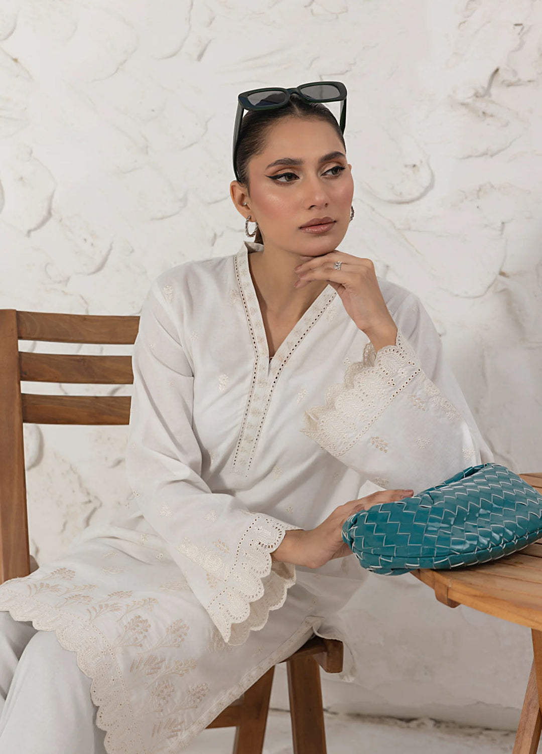 White On White by Lakhany Pret Embroidered Cambric Shirt LG-IZ-0312