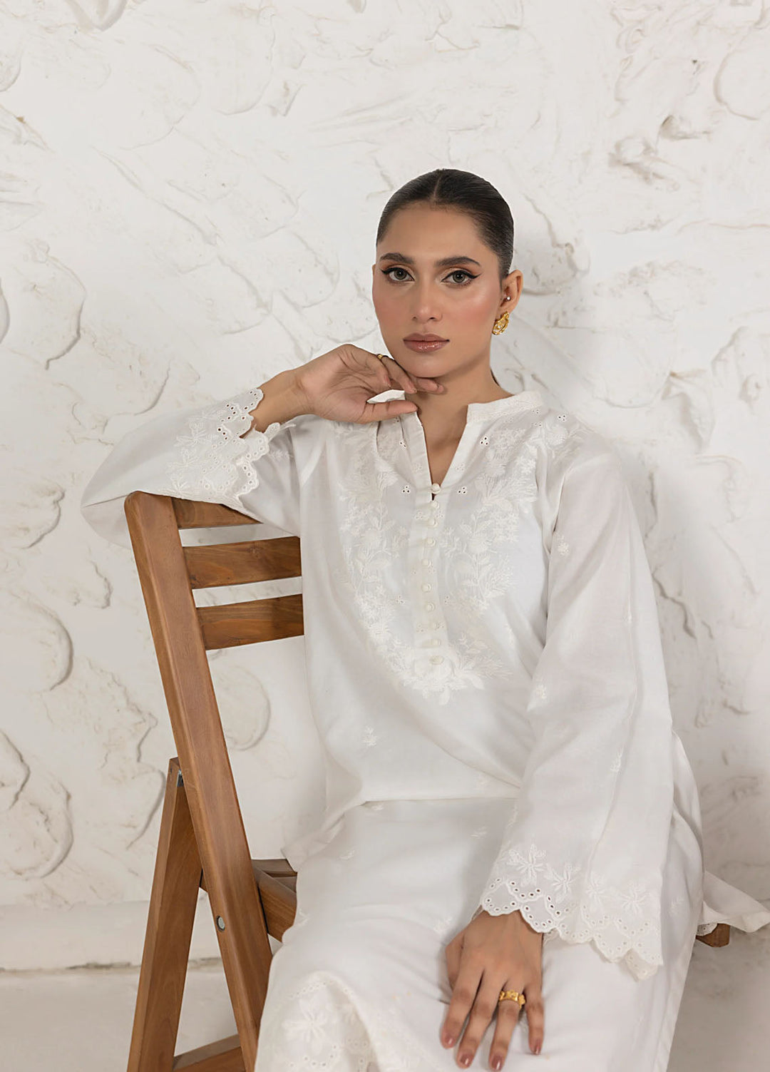 White On White by Lakhany Pret Embroidered Cambric Shirt LG-IZ-0313