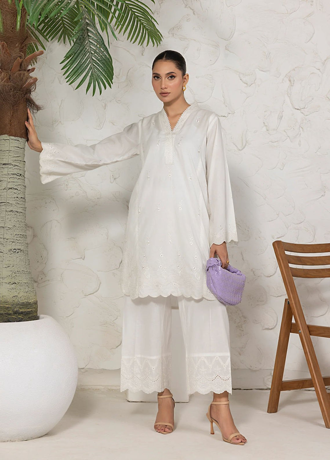 White On White by Lakhany Pret Embroidered Cambric Shirt LG-UB-0127
