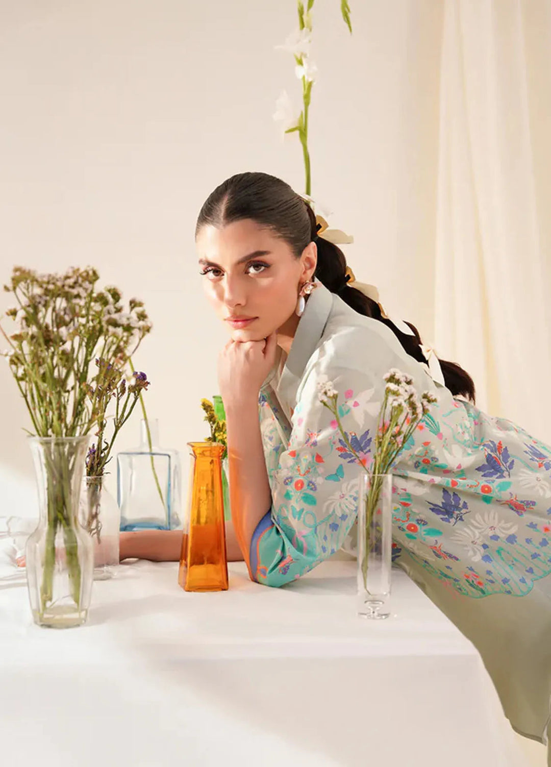Wild Flower by Sahar Pret Printed Cambric 2 Piece Suit Dove's Whisper