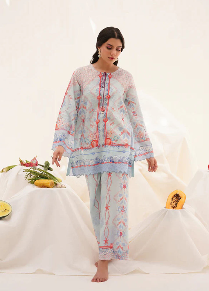 Wild Flower by Sahar Pret Printed Cambric 2 Piece Suit Nautical bliss