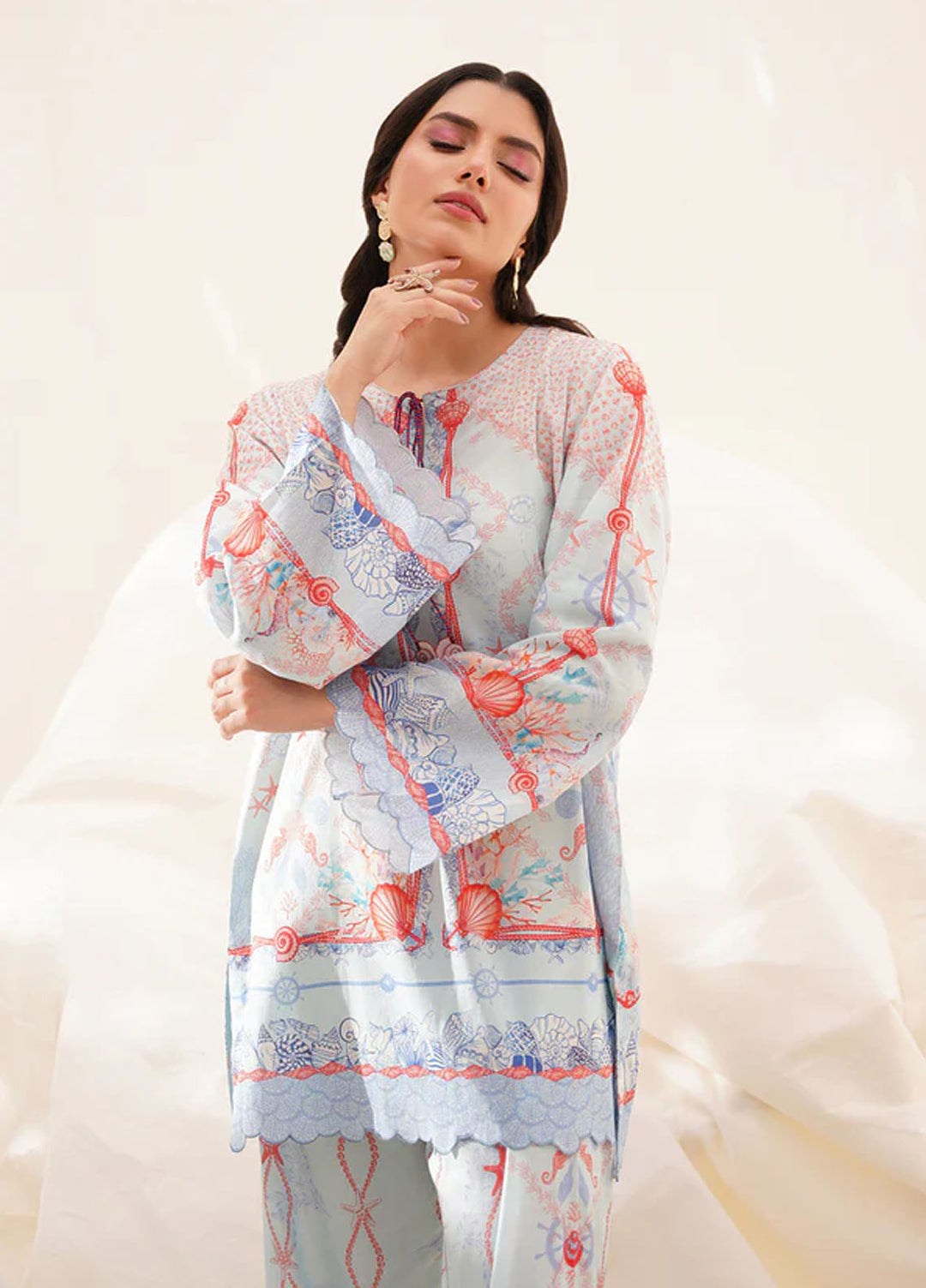 Wild Flower by Sahar Pret Printed Cambric 2 Piece Suit Nautical bliss