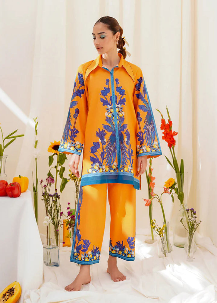Wild Flower by Sahar Pret Printed Cambric 2 Piece Suit Santorini Spice