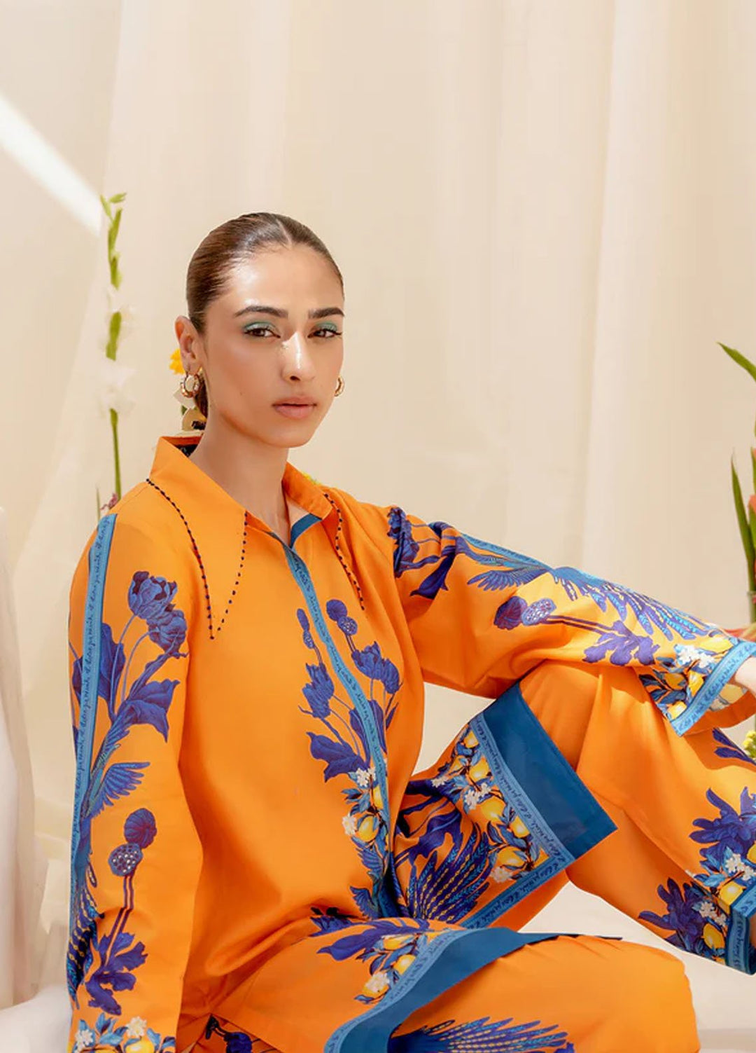 Wild Flower by Sahar Pret Printed Cambric 2 Piece Suit Santorini Spice