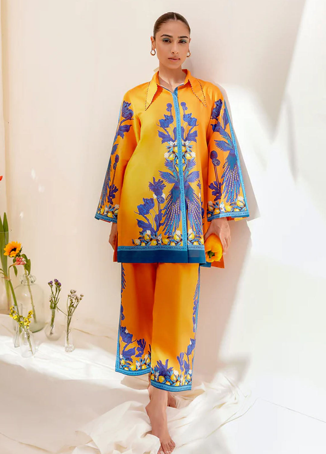 Wild Flower by Sahar Pret Printed Cambric 2 Piece Suit Santorini Spice