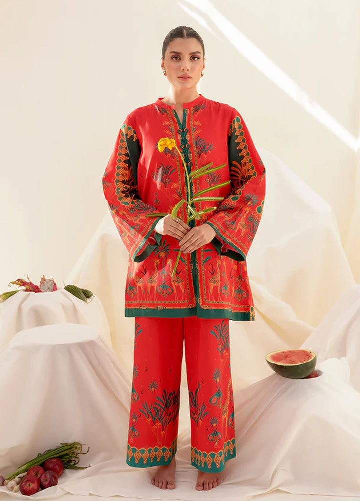 Wild Flower by Sahar Pret Printed Cambric 2 Piece Suit Scarlet Safari