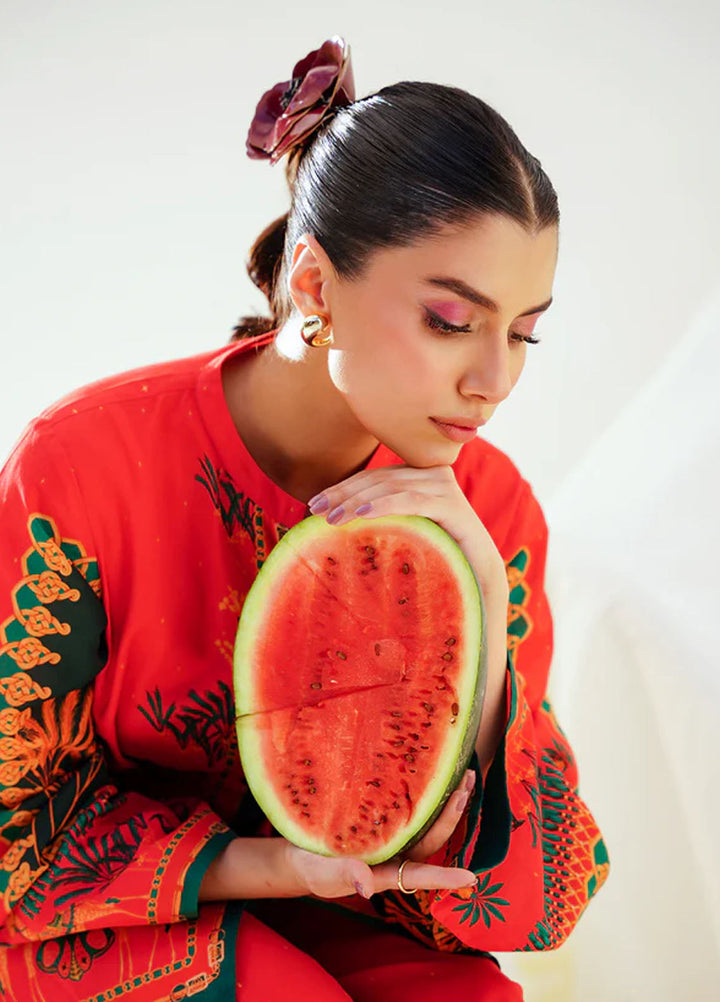 Wild Flower by Sahar Pret Printed Cambric 2 Piece Suit Scarlet Safari