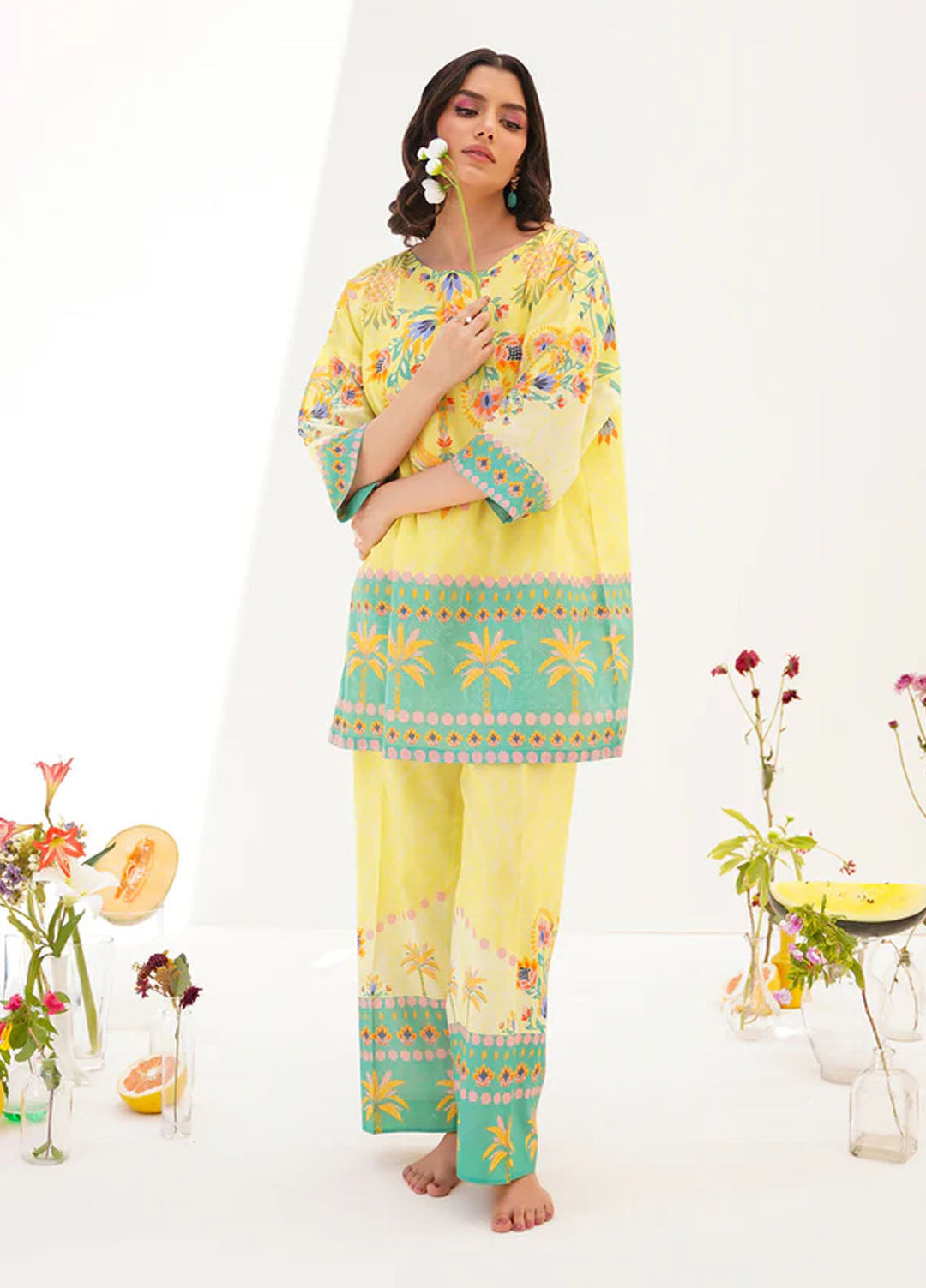 Wild Flower by Sahar Pret Printed Cambric 2 Piece Suit Sunlit serenity