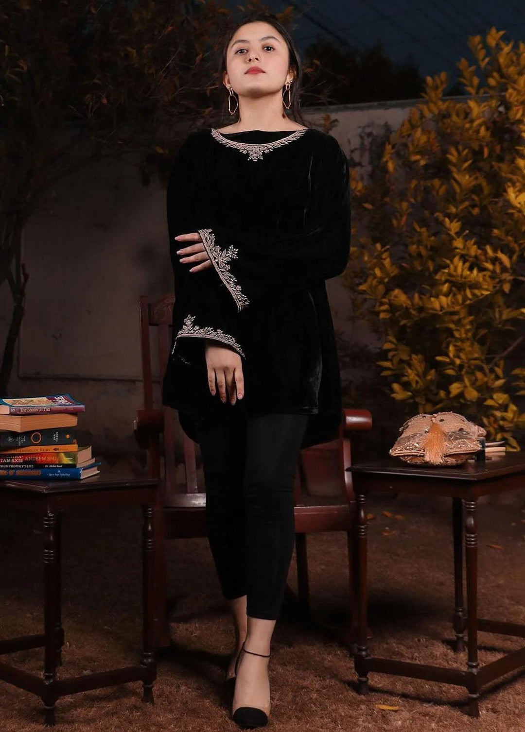 PSK Couture Pret Premium Velvet 3 Piece Suit MIDNIGHT BLACK